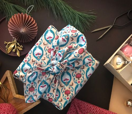 FabRap Teal Single Sided / Furoshiki wrapping cloth / Reusable gift wrap / Eco-friendly alternative gift wrap